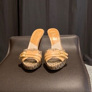 Christian Dior 37.5 heels monogram nude brown